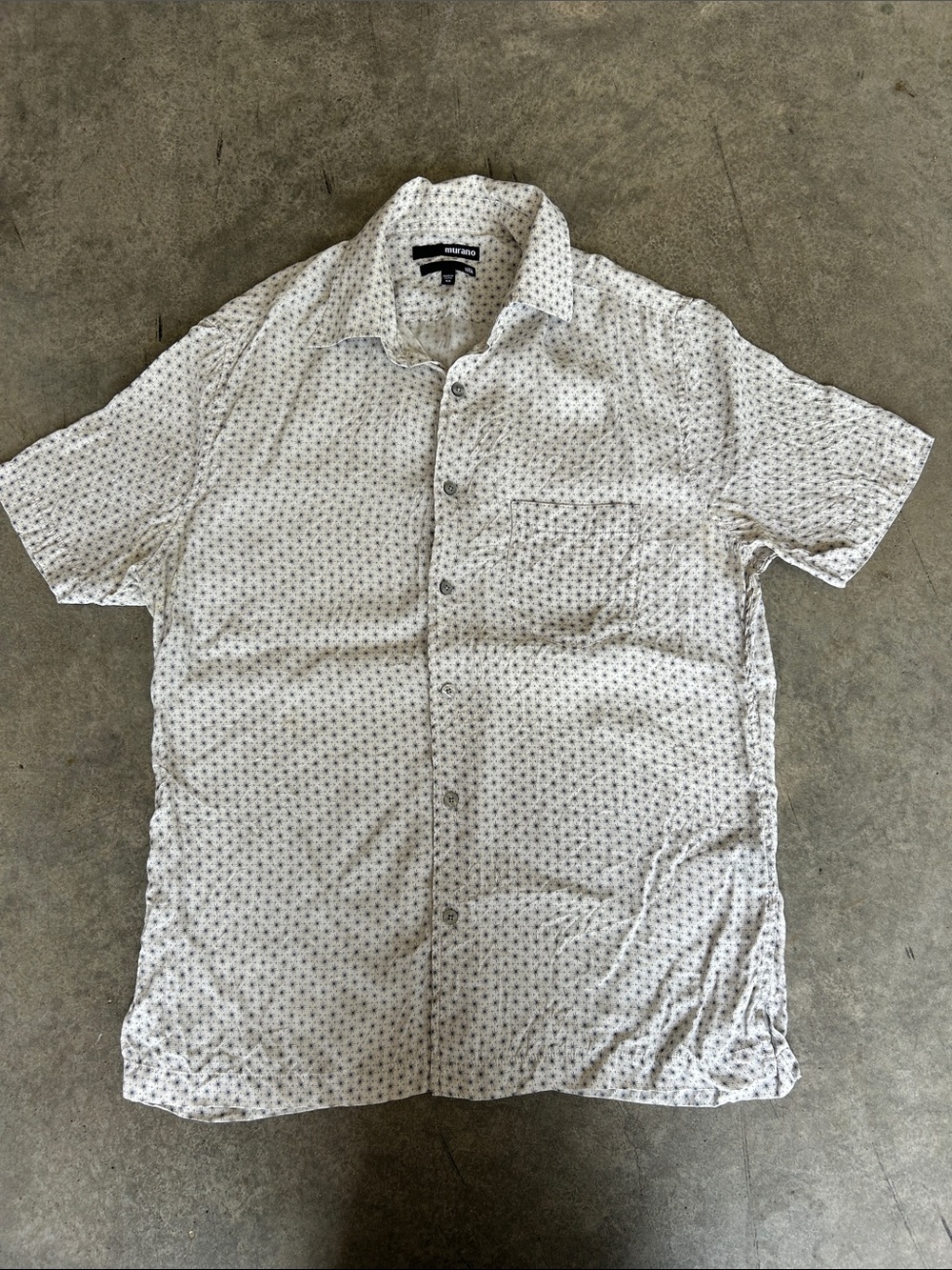 Murano Men’s 100% Silk Short Sleeve Button-Down Shirt